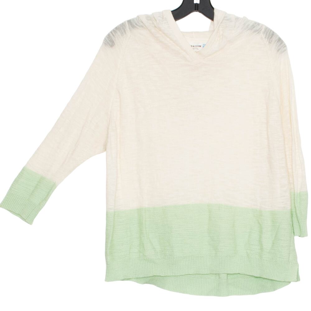 Sparrow Womens Sweater Hoodie Anthropologie Colorblock Ivory Green Size Small FK